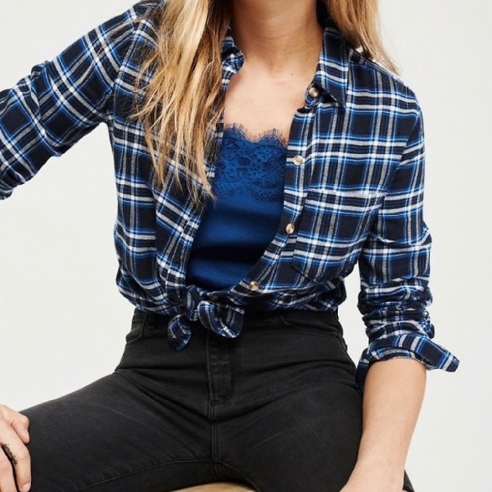 NWT Abercrombie & Fitch Blue Plaid Tops XS-M